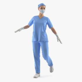 3D model Asian Female Surgeon Rigged